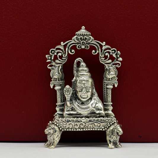 Pure 925 Sterling silver handmade antique look Indian idols Lord Shiva stunning statue figurine, puja articles best decorative gift art12 - TRIBAL ORNAMENTS
