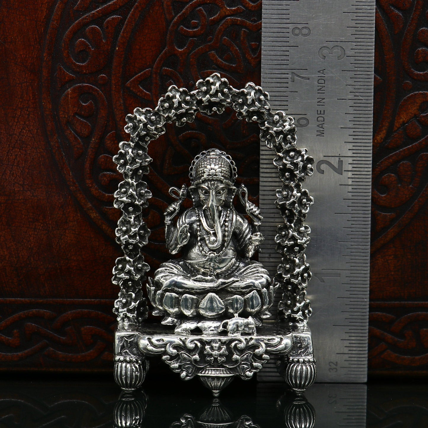 Pure 925 Sterling silver handmade antique design Indian idols Lord Ganesha stunning statue figurine, puja articles decorative gift art13 - TRIBAL ORNAMENTS