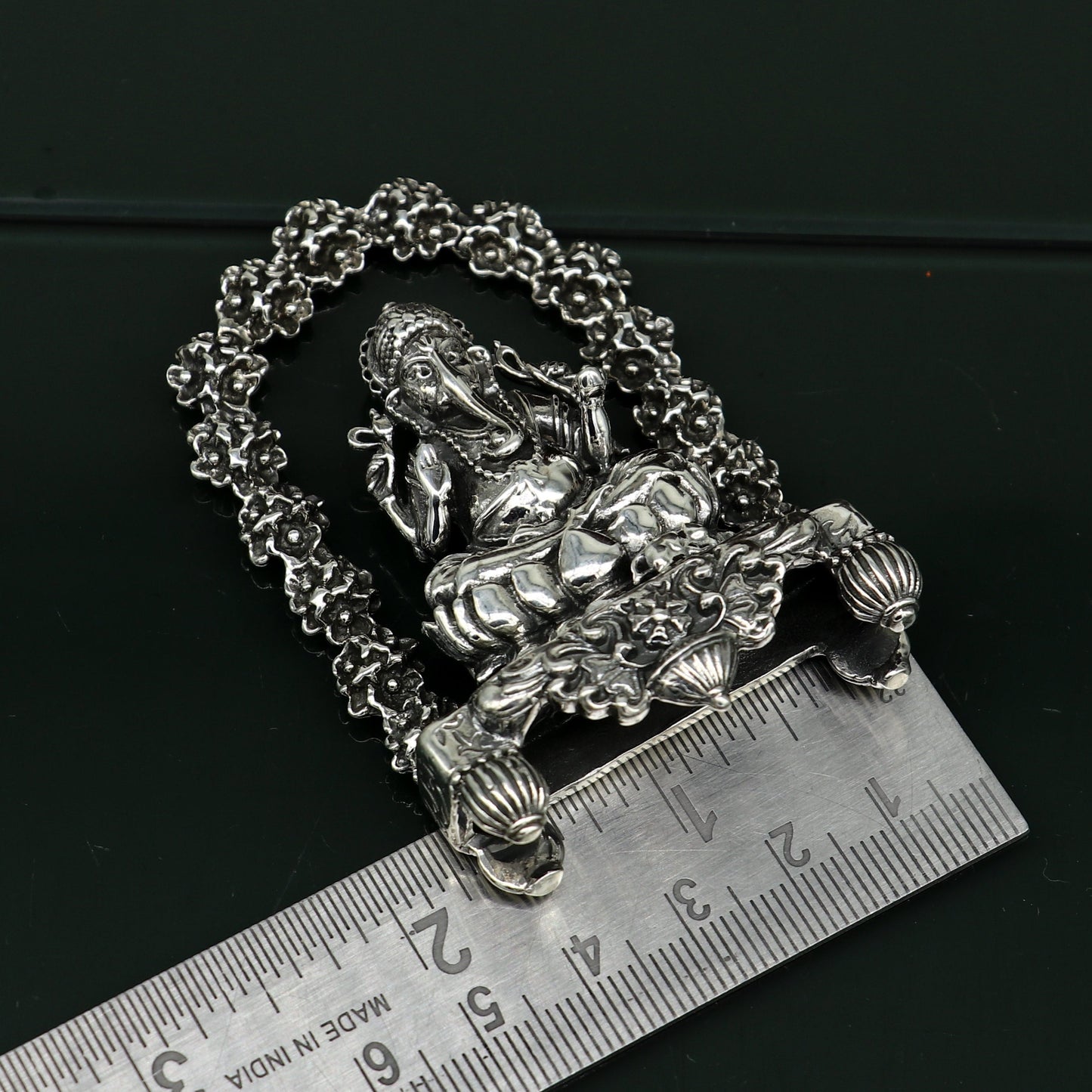 Pure 925 Sterling silver handmade antique design Indian idols Lord Ganesha stunning statue figurine, puja articles decorative gift art13 - TRIBAL ORNAMENTS