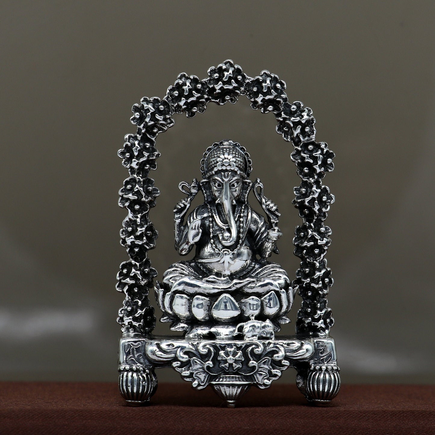 Pure 925 Sterling silver handmade antique design Indian idols Lord Ganesha stunning statue figurine, puja articles decorative gift art13 - TRIBAL ORNAMENTS