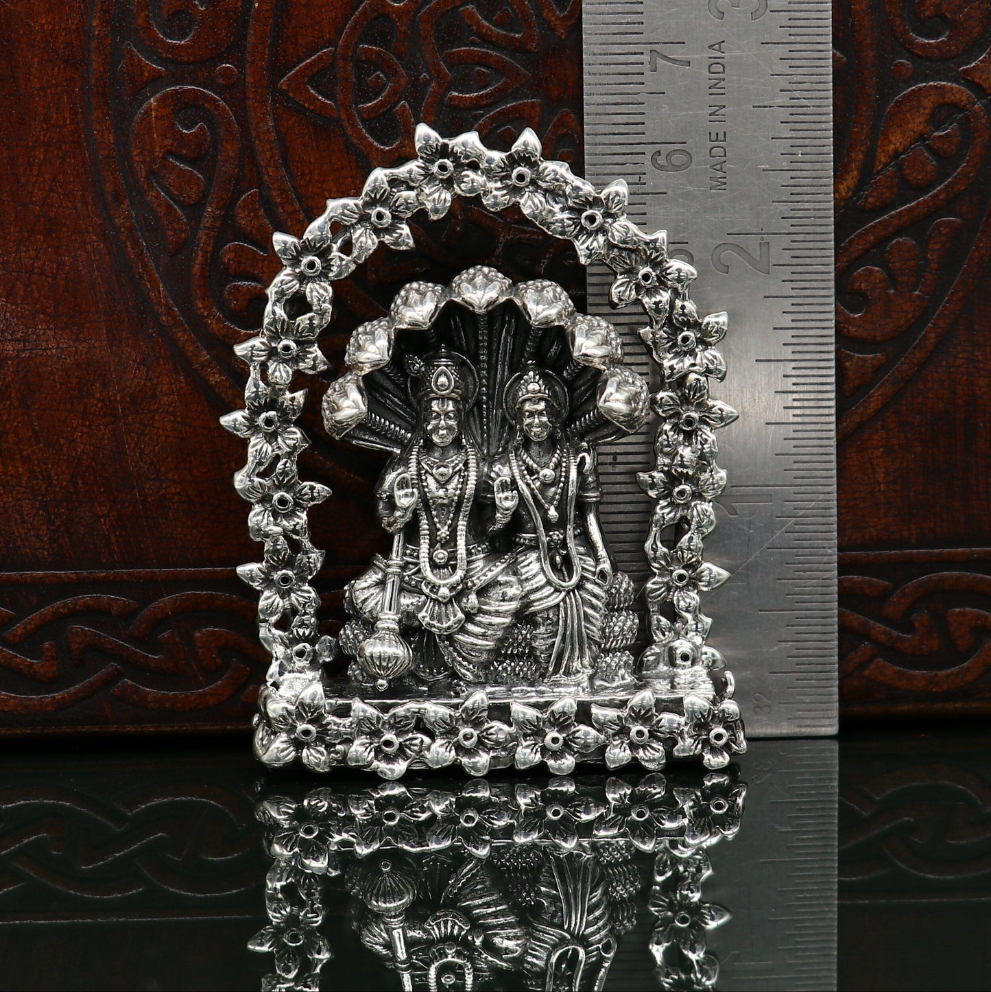 925 Sterling silver handmade Idols Laxmi & Lord Vishnu Statue figurine, Lakshmi Narayan with Sheshnag, laxmi narayanan satue sculpture art14 - TRIBAL ORNAMENTS