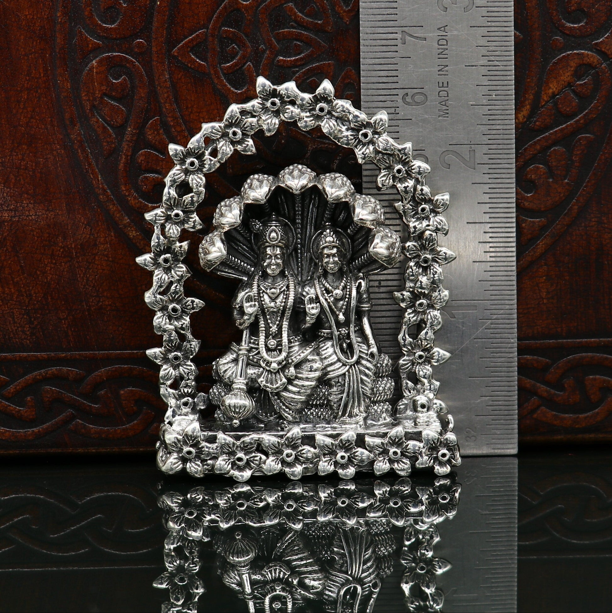 925 Sterling silver handmade Idols Laxmi & Lord Vishnu Statue figurine, Lakshmi Narayan with Sheshnag, laxmi narayanan satue sculpture art14 - TRIBAL ORNAMENTS