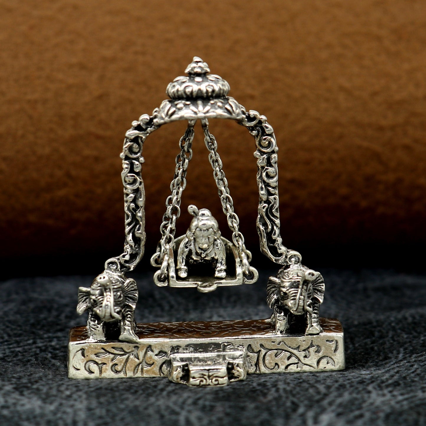 925 Sterling silver handmade custom design Idols Lord Krishna with swing , Bal Gopala Statue figurine, puja articles decorative gift art20 - TRIBAL ORNAMENTS