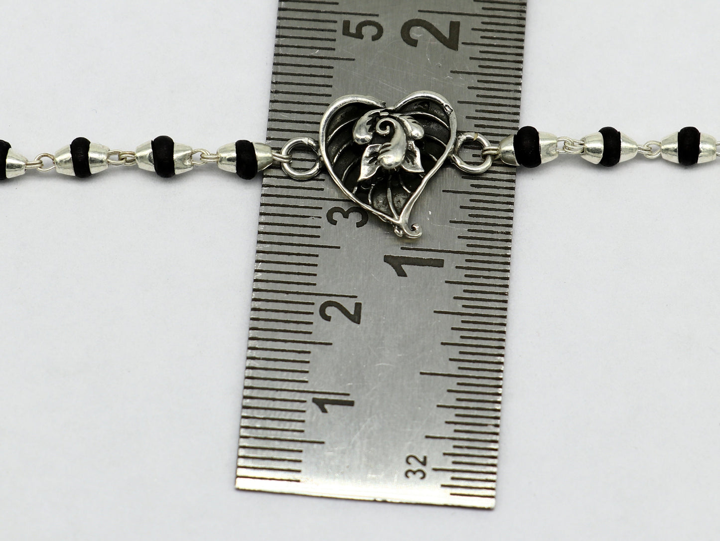 Pure 925 sterling silver Ganesha design tulsi beaded Rakhi Bracelet, special personalized Rakshabandhan gift for brother rk013 - TRIBAL ORNAMENTS