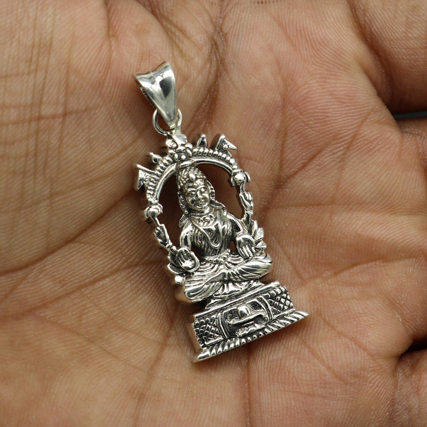 Pure 925 sterling silver vintage Antique stylish Hindu goddess Laxmi Pendant, amazing design stunning pendant unisex gifting jewelry ssp530 - TRIBAL ORNAMENTS
