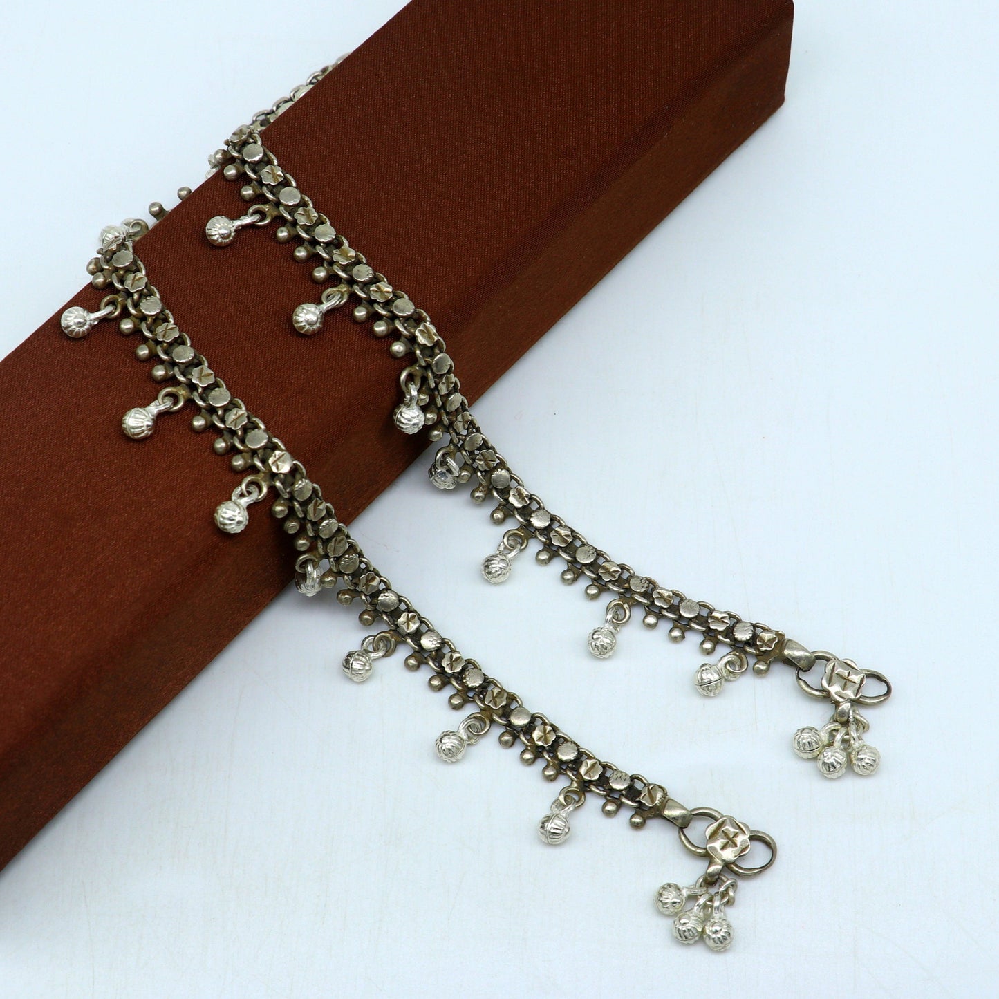 Vintage antique sterling silver handmade old anklet belly dance jewelry, excellent ankle bracelet customized tribal jewelry anko53 - TRIBAL ORNAMENTS