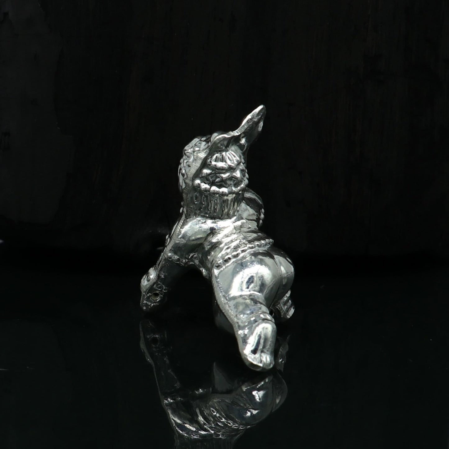 Handmade design Indian idol little Krishna, Ladu Gopal, bala gopala small silver statue sculpture temple puja crawling Krishnaart su215 - TRIBAL ORNAMENTS