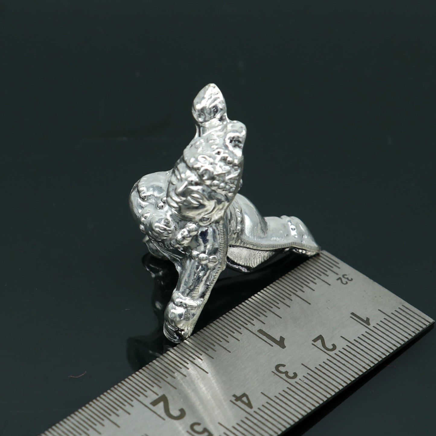 Handmade design Indian idol little Krishna, Ladu Gopal, bala gopala small silver statue sculpture temple puja crawling Krishnaart su215 - TRIBAL ORNAMENTS