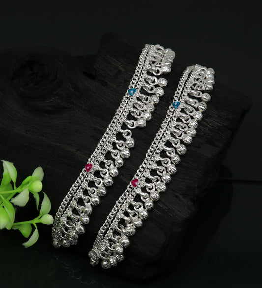 6" handmade solid sterling silver baby kids ankle bracelet unisex new born baby anklet foot bracelet customized charm bracelet ank356 - TRIBAL ORNAMENTS