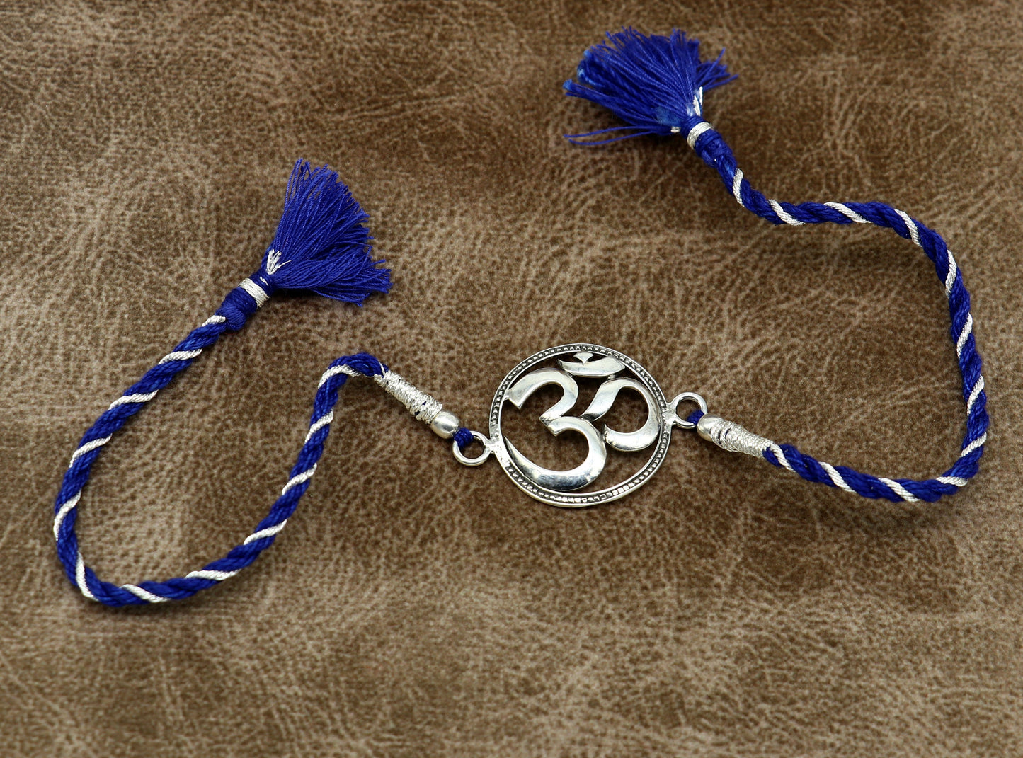 925 sterling silver handmade custom made Rakhi Bracelet, Exclusive Vintage OM Aum design size free Bracelet for Rakshabandhan rk20 - TRIBAL ORNAMENTS