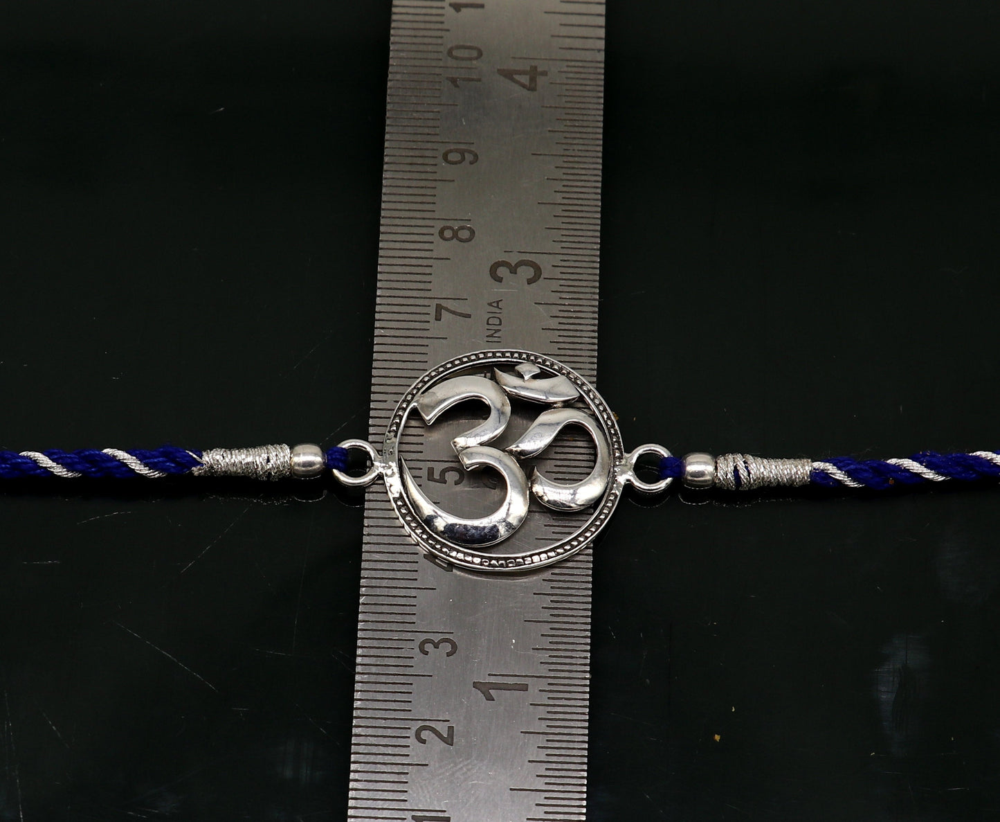 925 sterling silver handmade custom made Rakhi Bracelet, Exclusive Vintage OM Aum design size free Bracelet for Rakshabandhan rk20 - TRIBAL ORNAMENTS