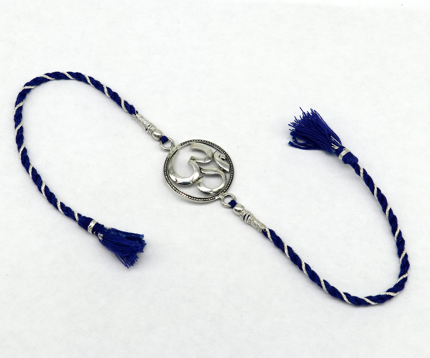 925 sterling silver handmade custom made Rakhi Bracelet, Exclusive Vintage OM Aum design size free Bracelet for Rakshabandhan rk20 - TRIBAL ORNAMENTS