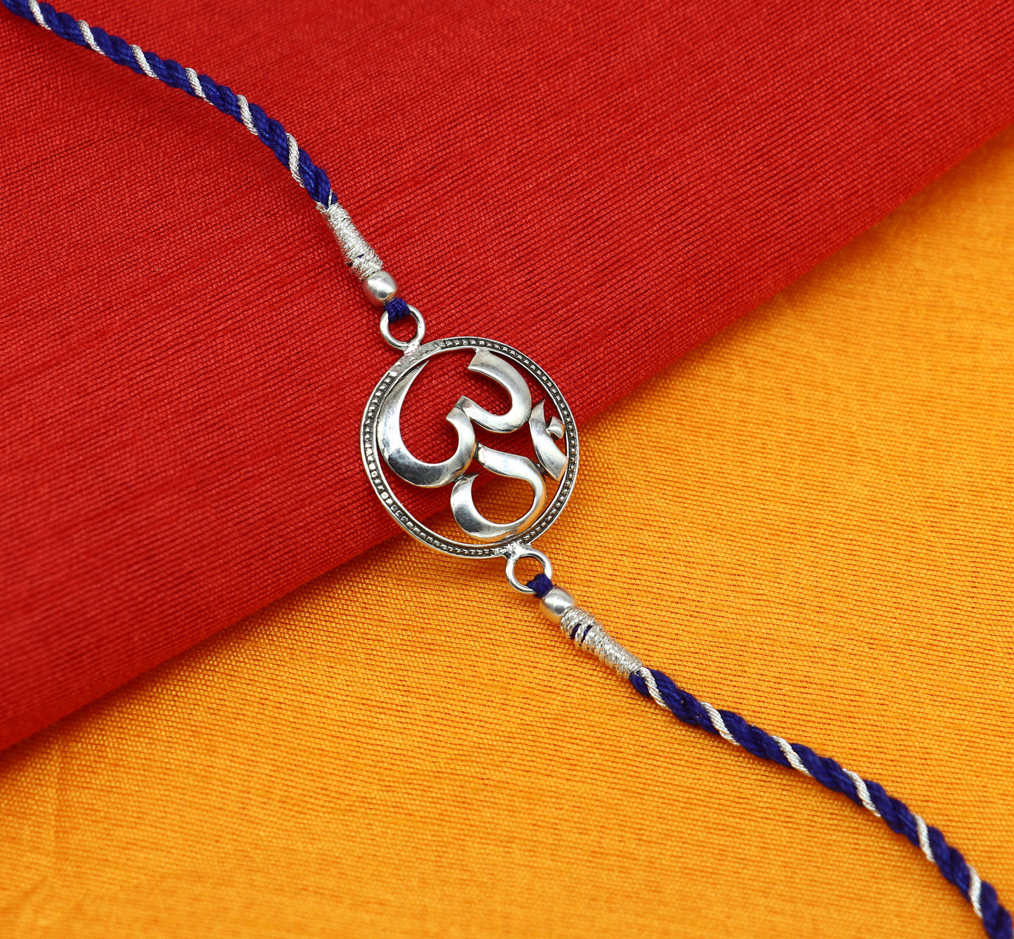 925 sterling silver handmade custom made Rakhi Bracelet, Exclusive Vintage OM Aum design size free Bracelet for Rakshabandhan rk20 - TRIBAL ORNAMENTS