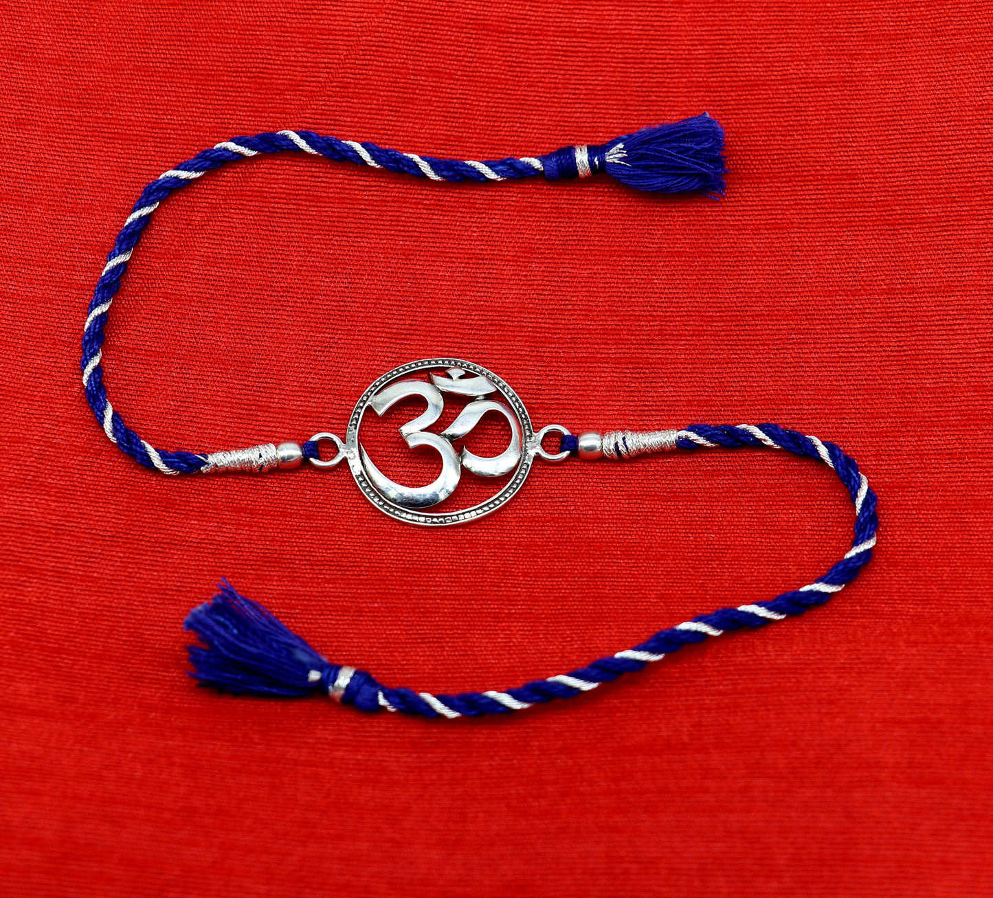 925 sterling silver handmade custom made Rakhi Bracelet, Exclusive Vintage OM Aum design size free Bracelet for Rakshabandhan rk20 - TRIBAL ORNAMENTS