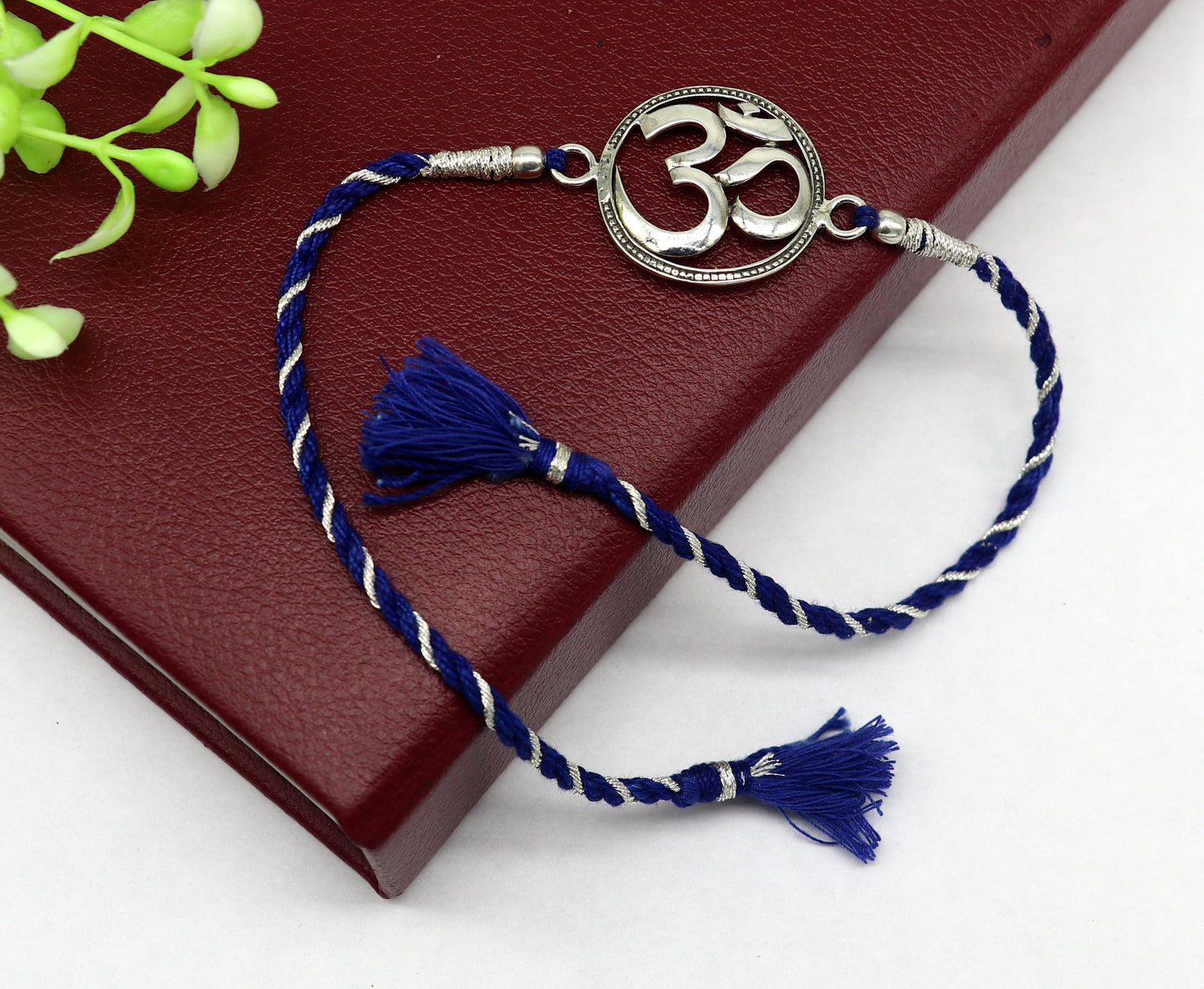 925 sterling silver handmade custom made Rakhi Bracelet, Exclusive Vintage OM Aum design size free Bracelet for Rakshabandhan rk20 - TRIBAL ORNAMENTS