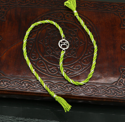 Pure 925 sterling silver handmade custom made Rakhi Bracelet, Exclusive alphabet 'H' design size free Bracelet Rakshabandhan gifting  rk23 - TRIBAL ORNAMENTS
