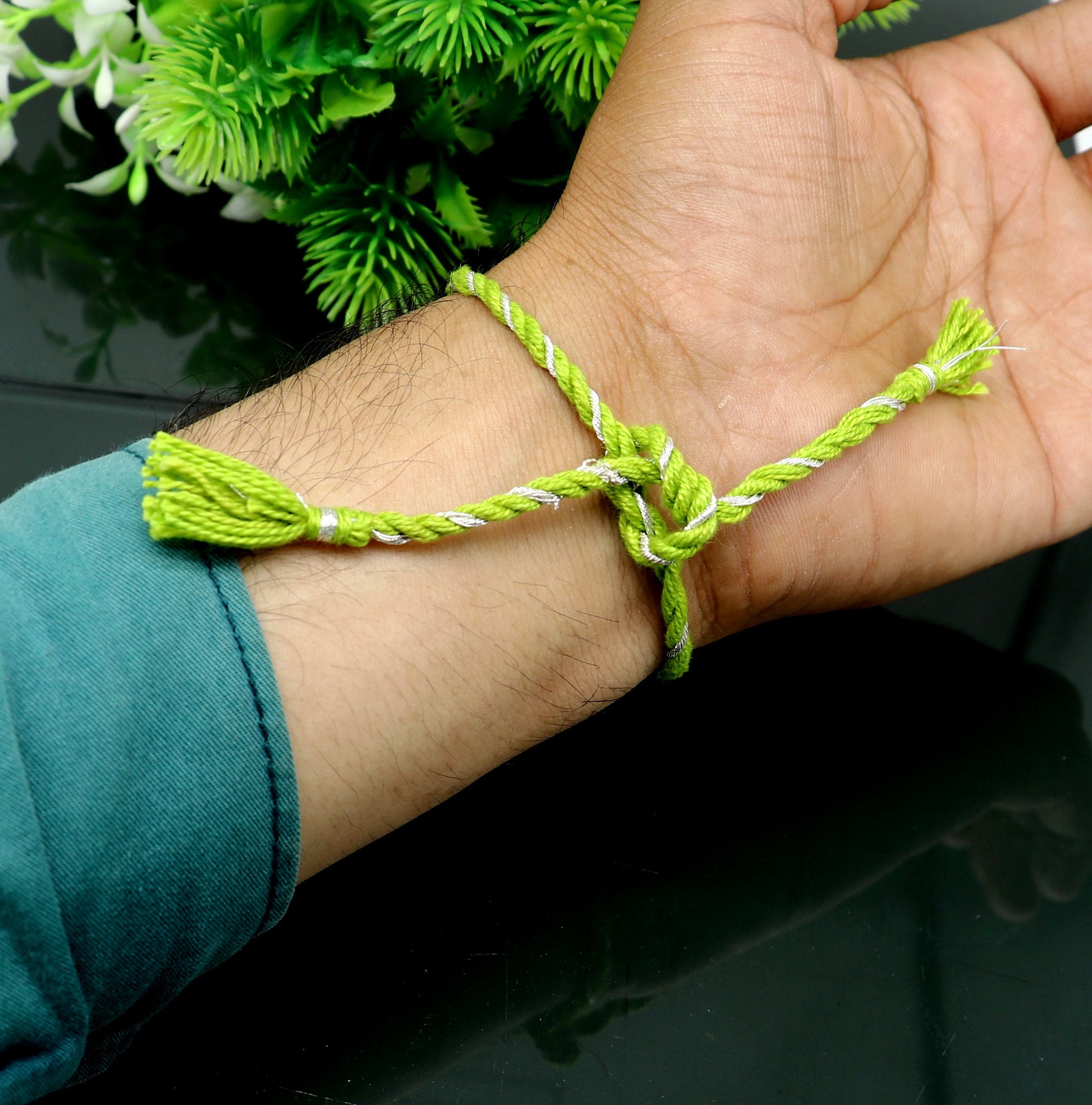 Pure 925 sterling silver handmade custom made Rakhi Bracelet, Exclusive alphabet 'H' design size free Bracelet Rakshabandhan gifting  rk23 - TRIBAL ORNAMENTS