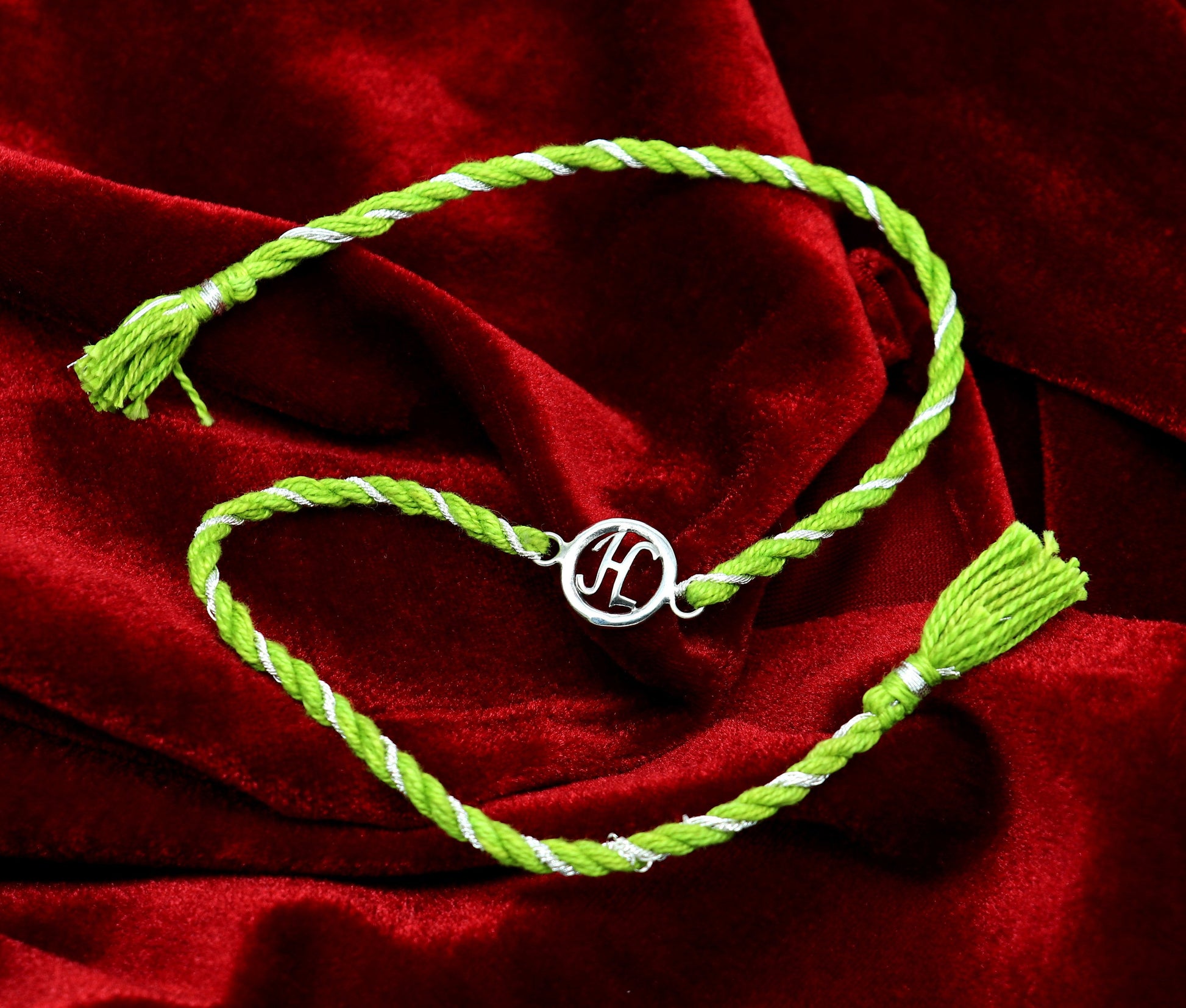 Pure 925 sterling silver handmade custom made Rakhi Bracelet, Exclusive alphabet 'H' design size free Bracelet Rakshabandhan gifting  rk23 - TRIBAL ORNAMENTS
