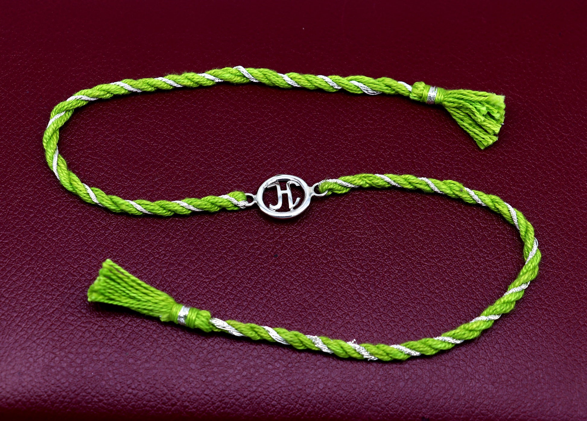 Pure 925 sterling silver handmade custom made Rakhi Bracelet, Exclusive alphabet 'H' design size free Bracelet Rakshabandhan gifting  rk23 - TRIBAL ORNAMENTS