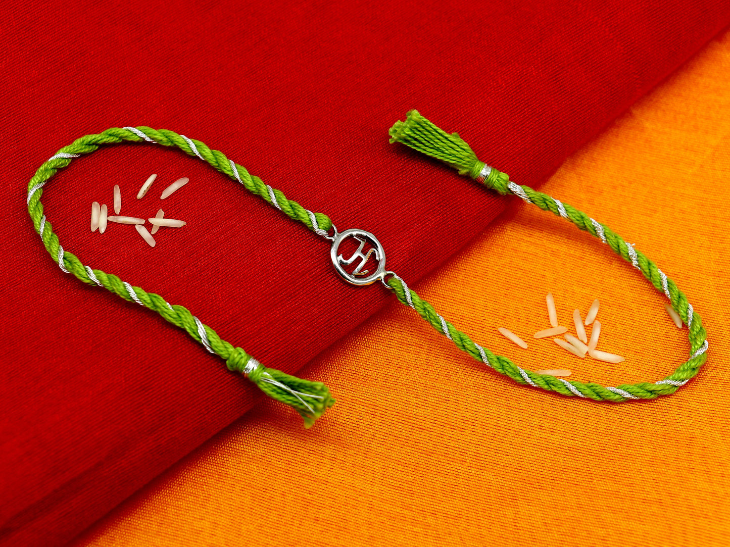 Pure 925 sterling silver handmade custom made Rakhi Bracelet, Exclusive alphabet 'H' design size free Bracelet Rakshabandhan gifting rk23 - TRIBAL ORNAMENTS