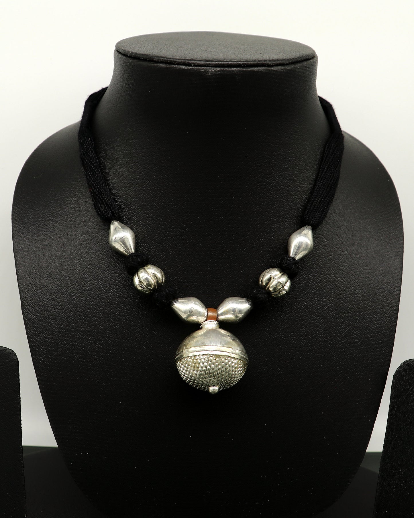 Vintage Indian traditional style sterling silver customized beads with thread charm necklace, wedding choker tribal brides jewelry set186 - TRIBAL ORNAMENTS