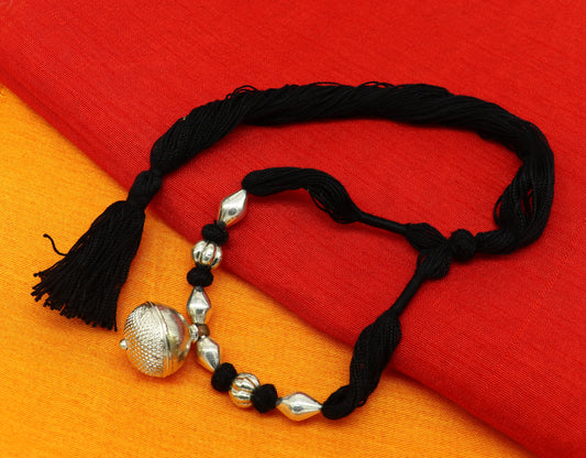 Vintage Indian traditional style sterling silver customized beads with thread charm necklace, wedding choker tribal brides jewelry set186 - TRIBAL ORNAMENTS