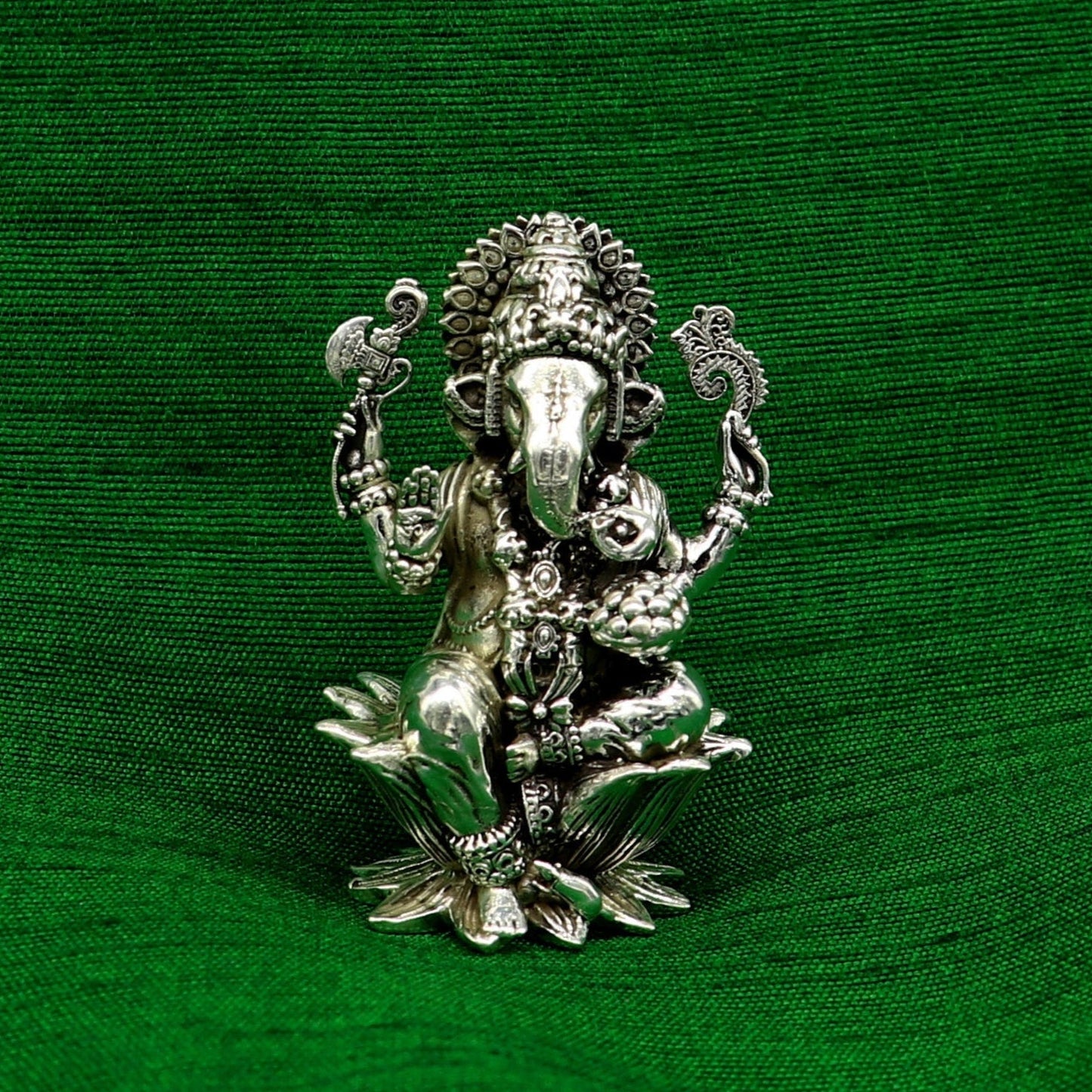 2" small 925 Sterling silver handmade customized Hindu idols Laxmi and Ganesha statue, puja article figurine, home décor puja Articles india - TRIBAL ORNAMENTS