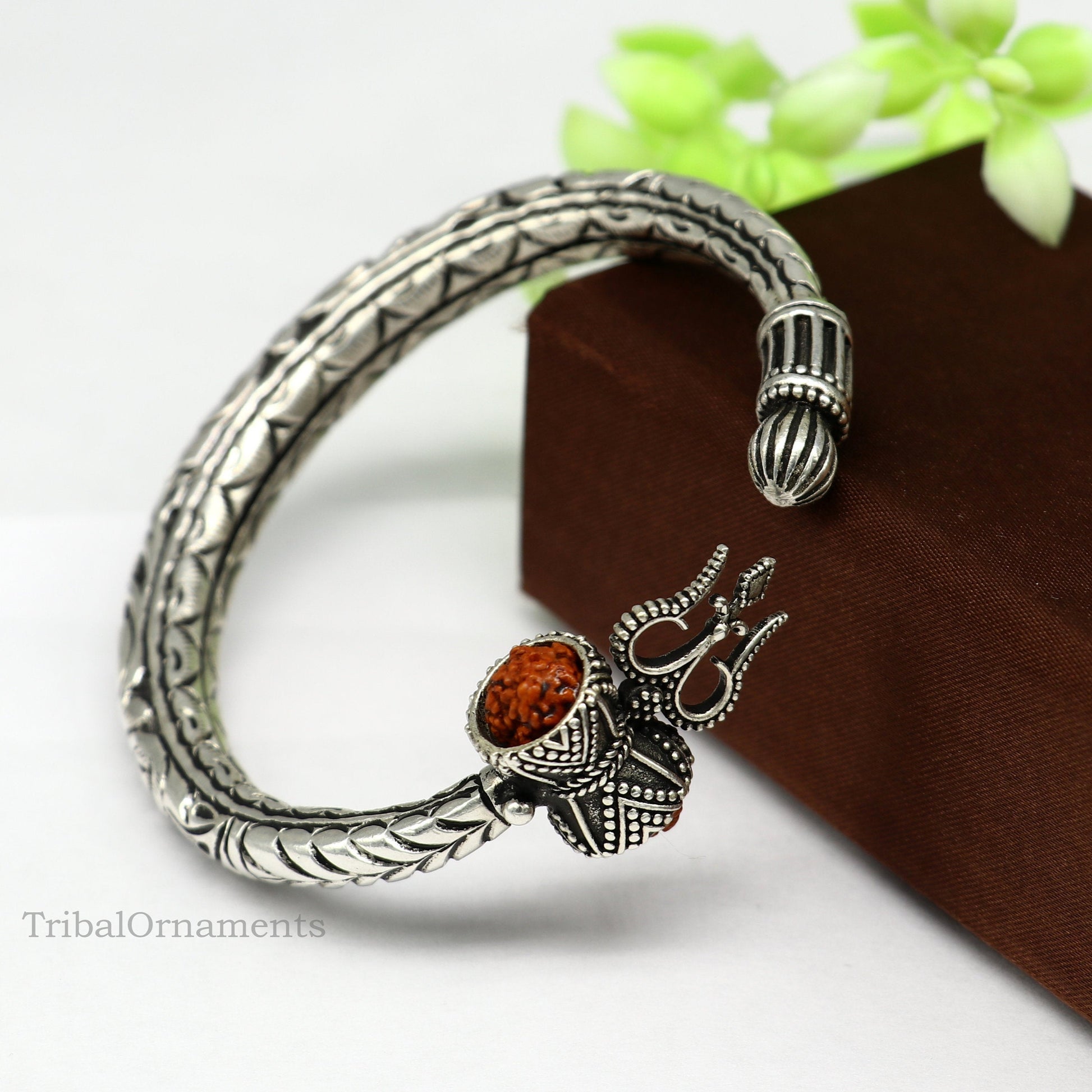 925 sterling silver customized Shiva trident stunning bangle men's bracelet, excellent Nakshi work men's gifting jewelry from India nssk392 - TRIBAL ORNAMENTS