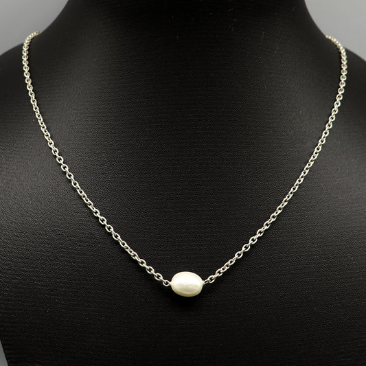 925 sterling silver cutom chain necklace with gorgeous tiny  pearl pendant, best gifting elegant necklace tribal necklace nec165 - TRIBAL ORNAMENTS