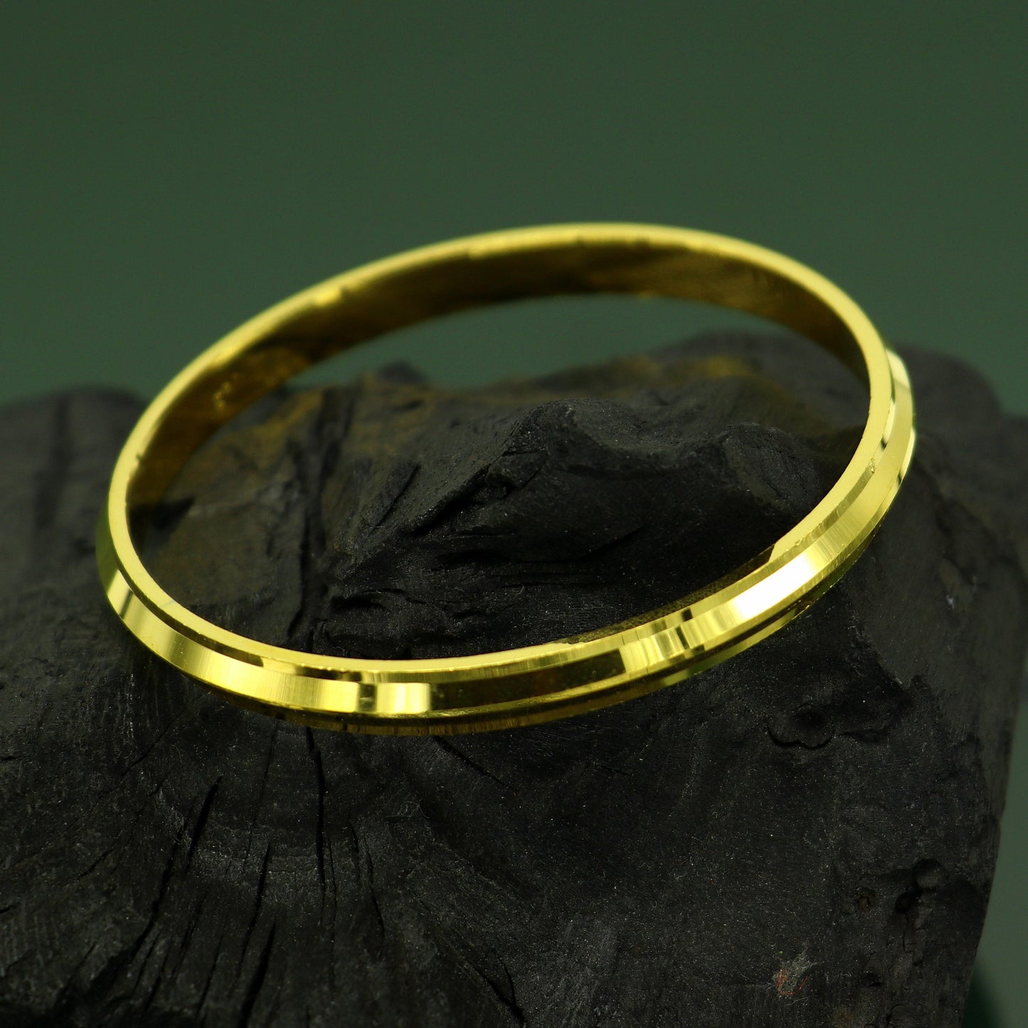 Exclusive gold polished or plated over solid silver bangle kada, excellent sikhha punjabi kada, best unisex gifting jewelry india nssk366 - TRIBAL ORNAMENTS