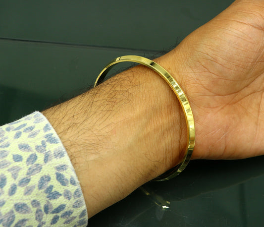 Exclusive gold polished or plated over solid silver bangle kada, excellent sikhha punjabi kada, best unisex gifting jewelry india nssk366 - TRIBAL ORNAMENTS