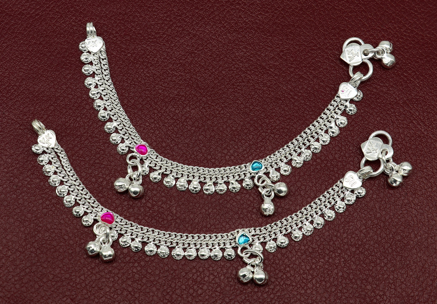 6" long Sterling silver customized baby anklets, gorgeous gift for new born baby anklets kids jewelry, trendy stylish ankle bracelet ank365 - TRIBAL ORNAMENTS