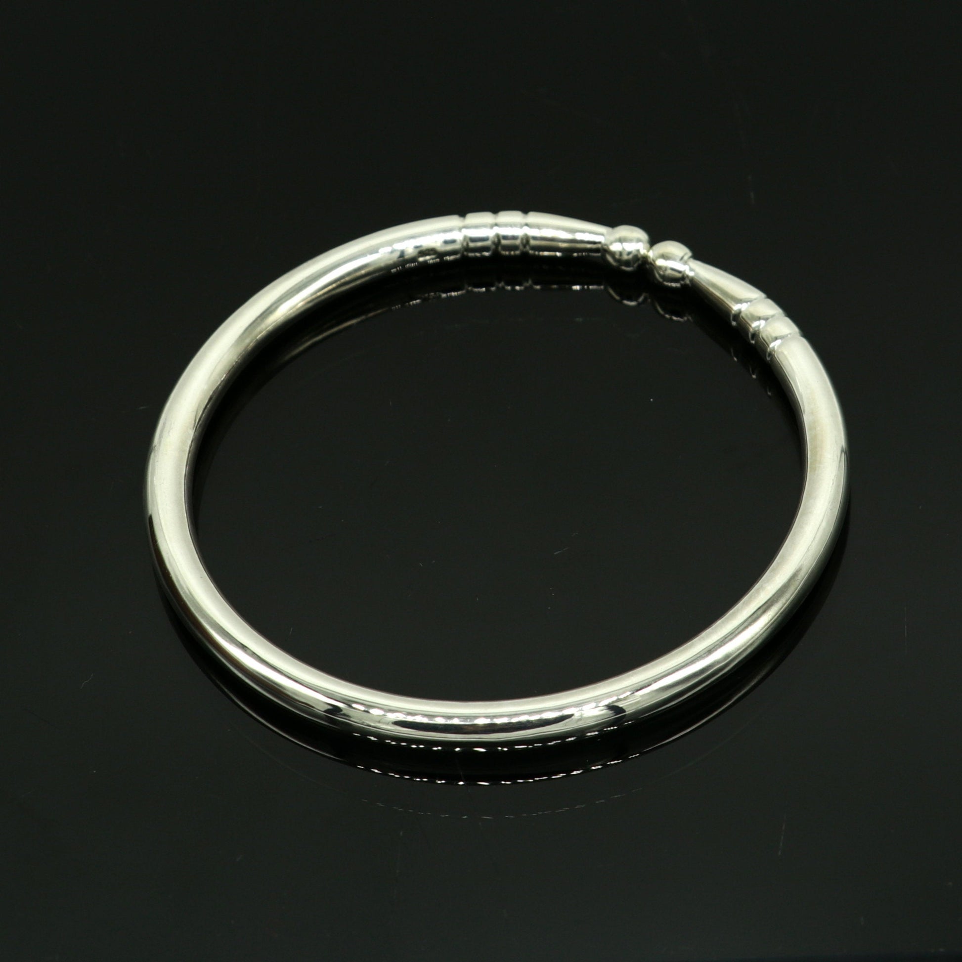 925 Solid sterling silver handmade customized design plain shiny bangle bracelet adjustable kada, best personalized gift for unisex nssk374 - TRIBAL ORNAMENTS