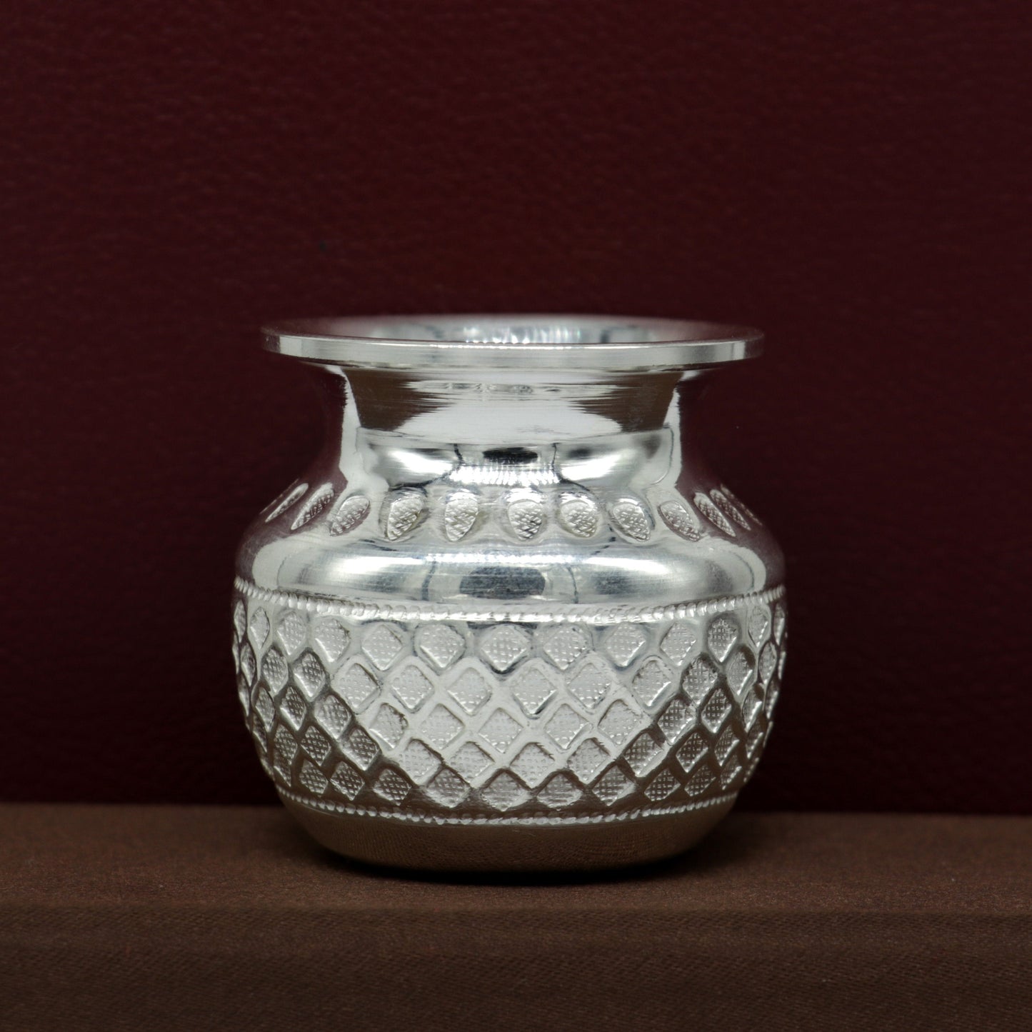 925 sterling silver handmade gorgeous kalash or pot, unique special silver puja article, water or milk kalas pot from india sv159 - TRIBAL ORNAMENTS