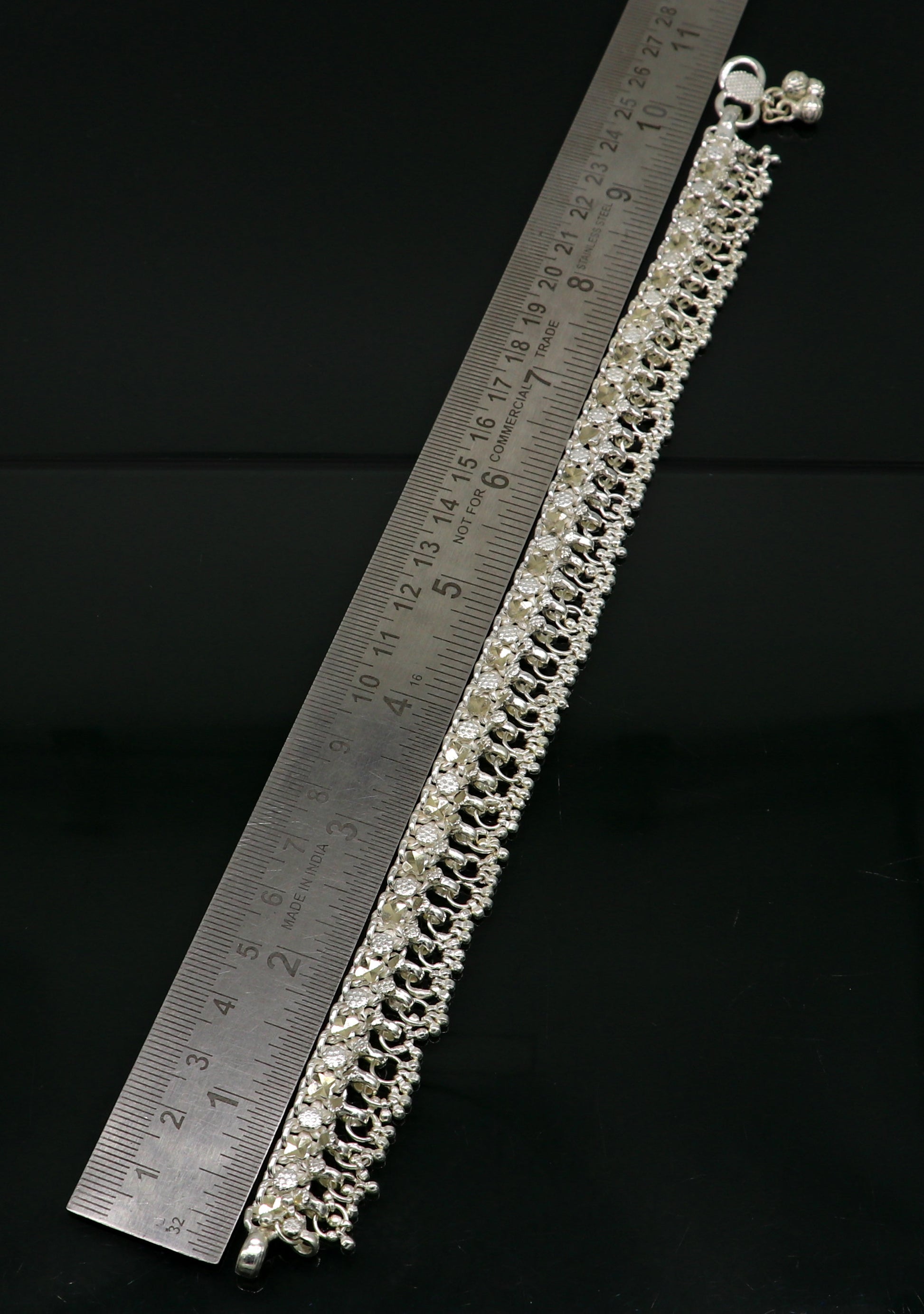 10.5" sterling silver solid customized design ankle bracelet foot bracelet anklet vintage antique design tribal belly dance jewelry ank372 - TRIBAL ORNAMENTS