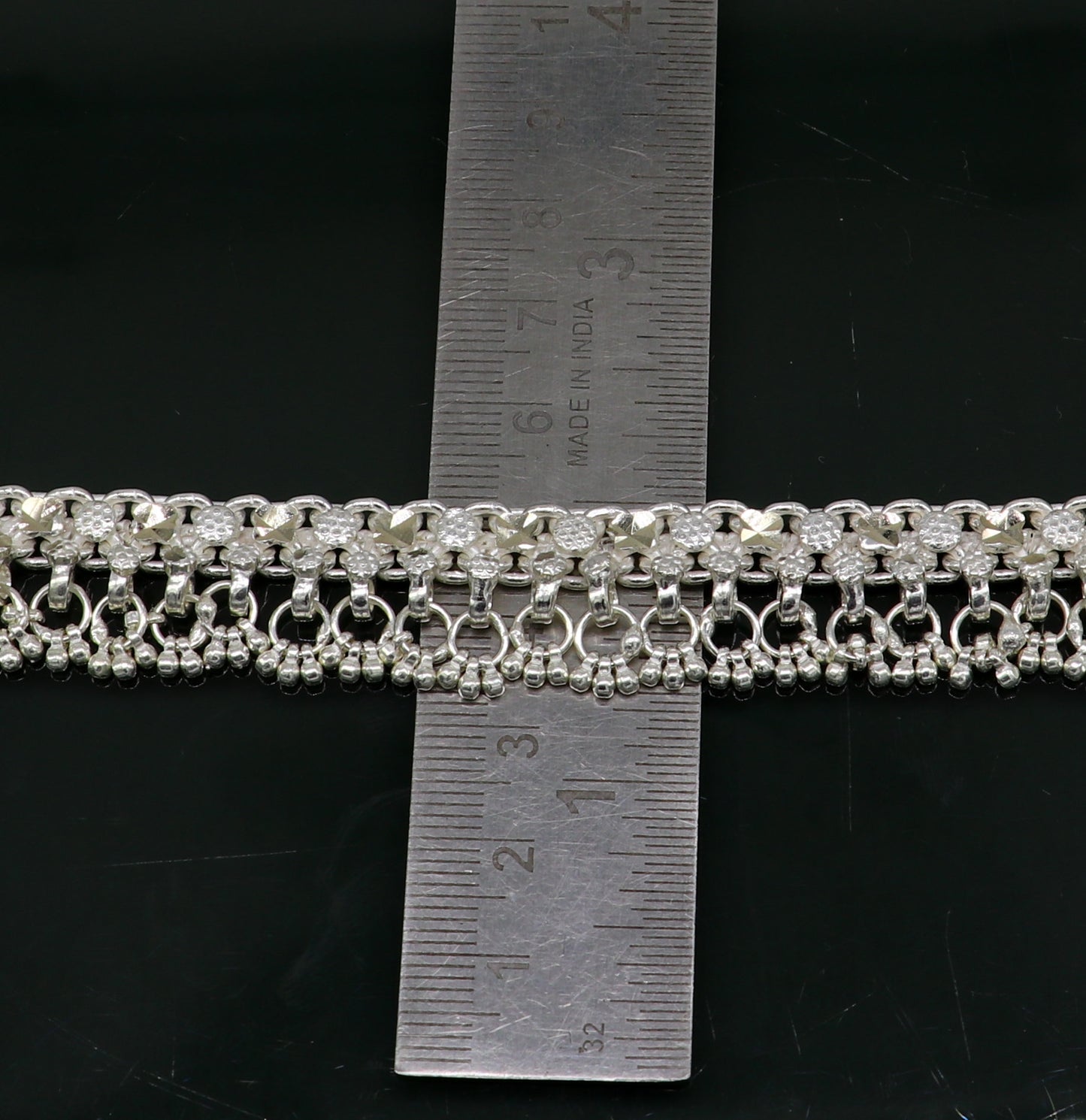 10.5" sterling silver solid customized design ankle bracelet foot bracelet anklet vintage antique design tribal belly dance jewelry ank372 - TRIBAL ORNAMENTS