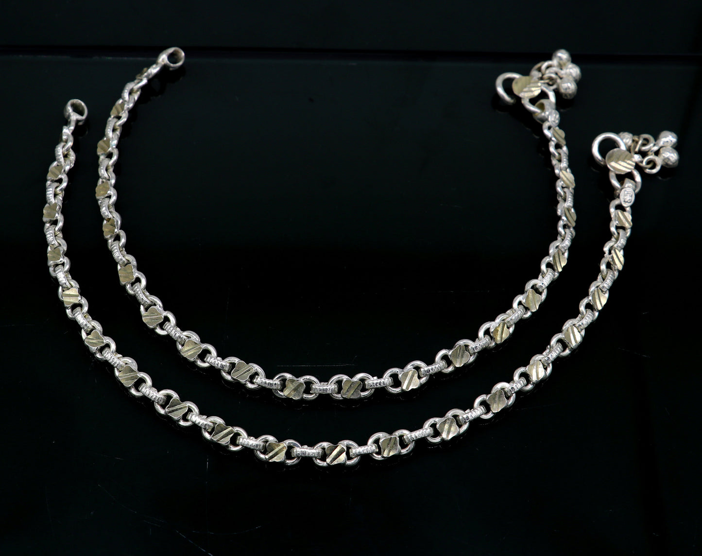 10.5" sterling silver solid customized stylish designer anklet bracelet foot bracelet vintage tribal belly dance wedding jewelry ank381 - TRIBAL ORNAMENTS
