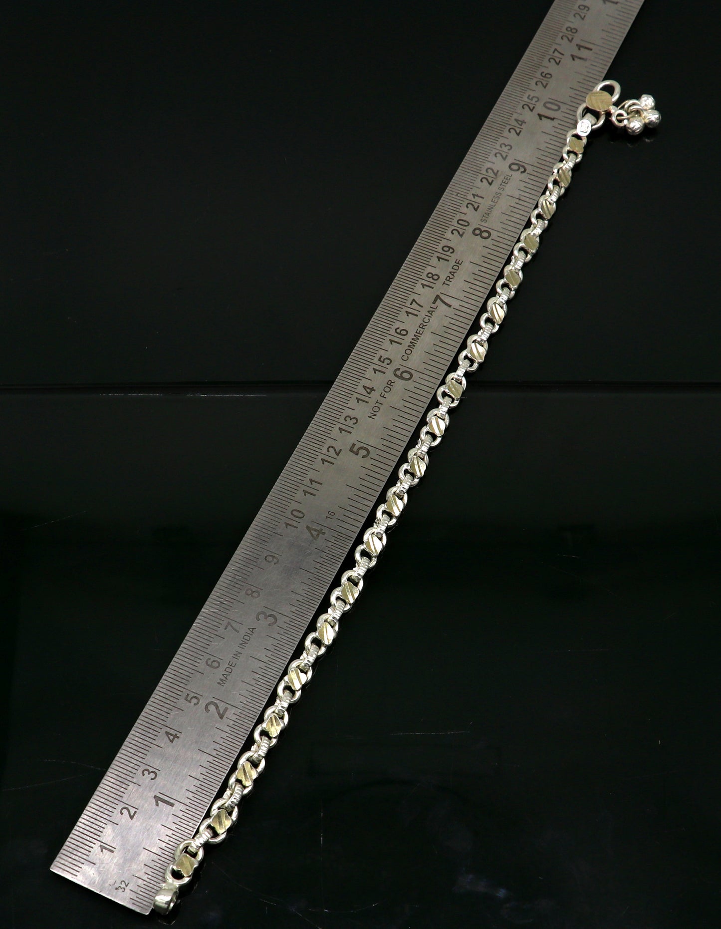 10.5" sterling silver solid customized stylish designer anklet bracelet foot bracelet vintage tribal belly dance wedding jewelry ank381 - TRIBAL ORNAMENTS