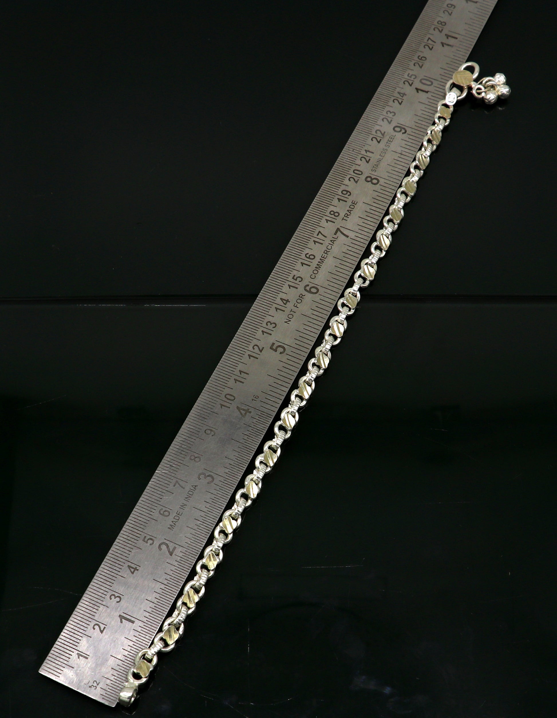 10.5" sterling silver solid customized stylish designer anklet bracelet foot bracelet vintage tribal belly dance wedding jewelry ank381 - TRIBAL ORNAMENTS