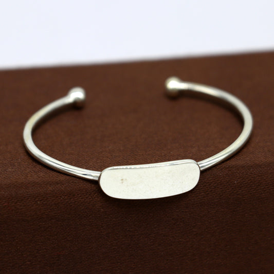 925 sterling silver exclusive plain bright design new born baby bangle kada, baby bracelet kada, best gift for your baby from india nbbk221 - TRIBAL ORNAMENTS