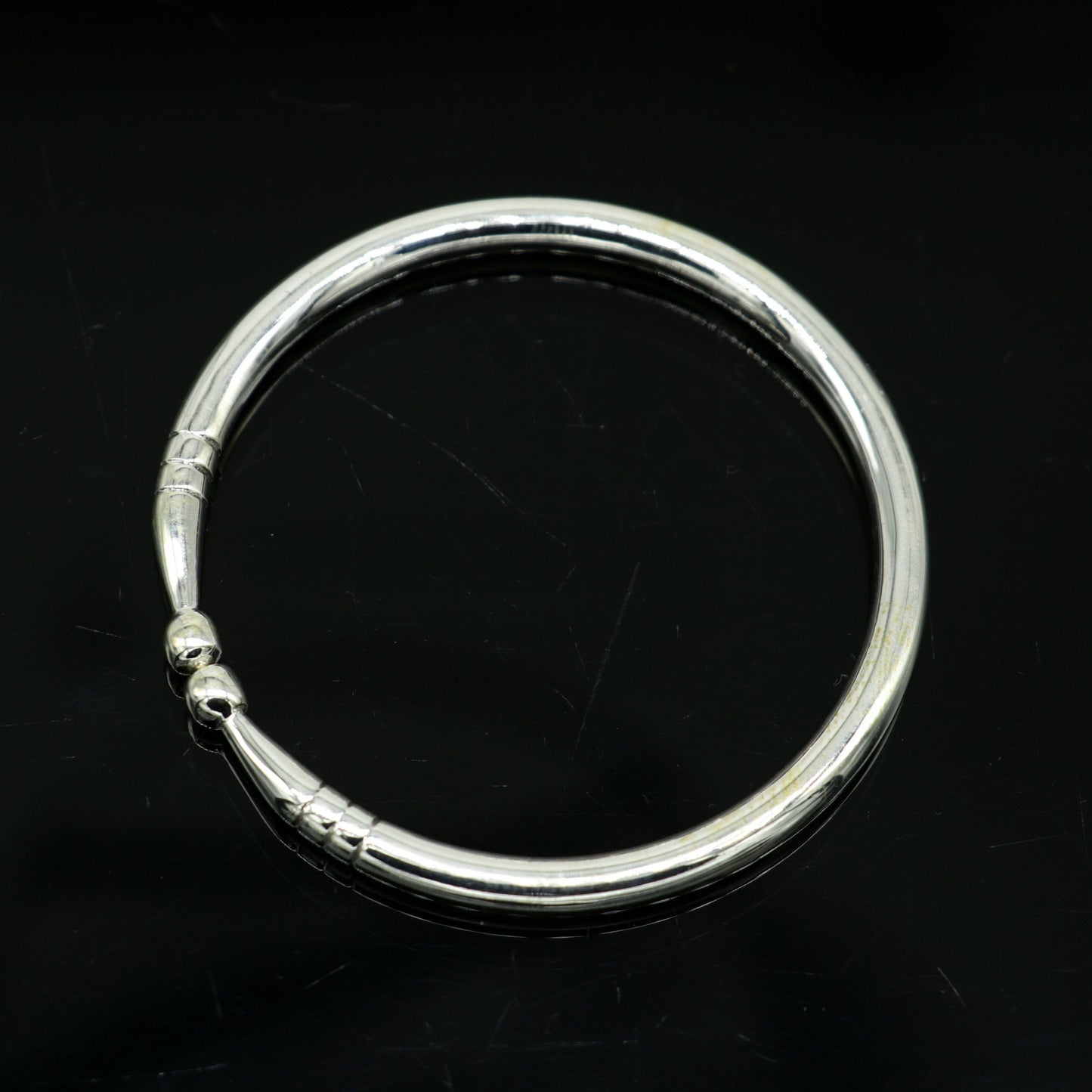 Pure 925 sterling silver solid plain shiny design new born baby bangle kada, baby bracelet kada, best gifting adjustable kada nbbk223 - TRIBAL ORNAMENTS