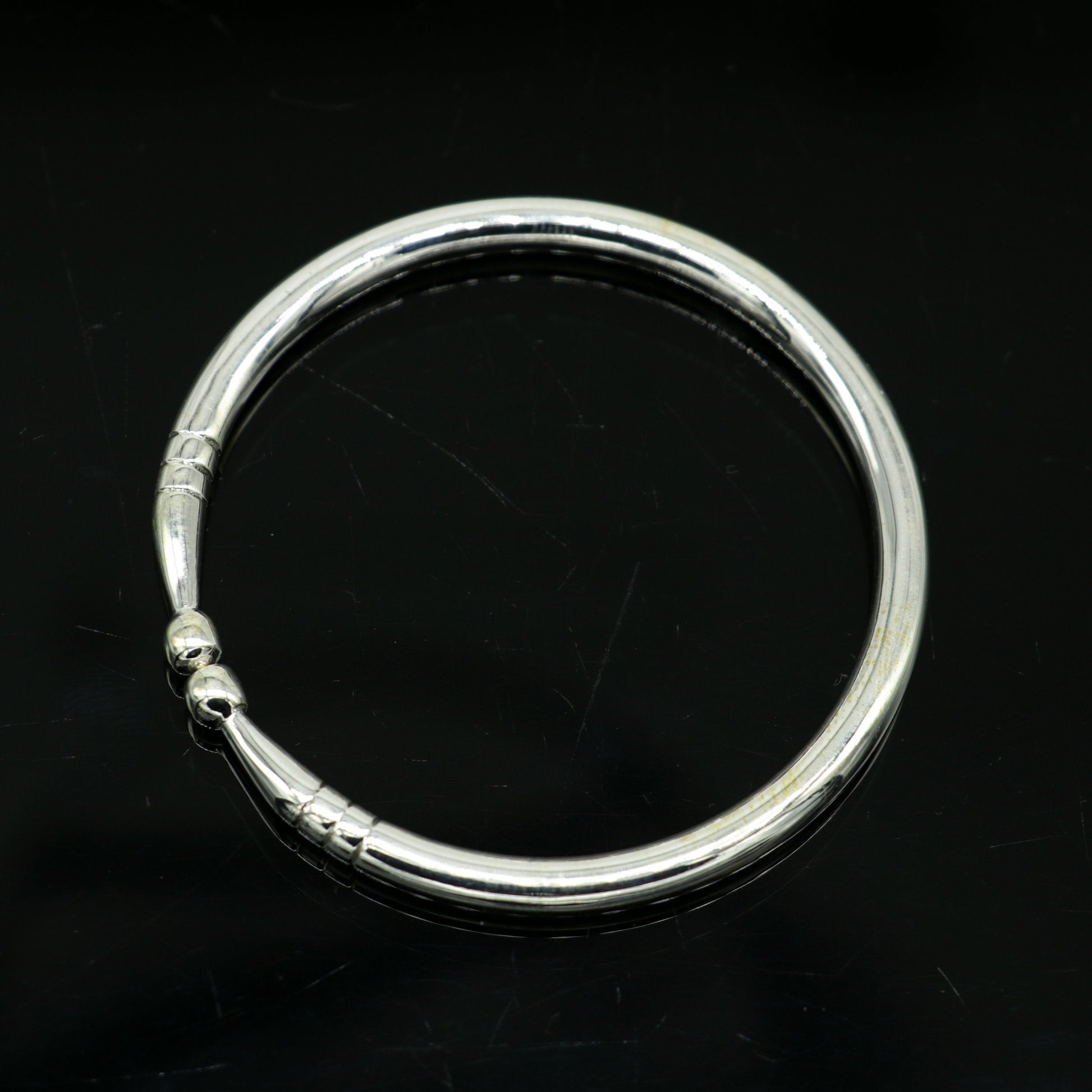 Pure 925 sterling silver solid plain shiny design new born baby bangle kada, baby bracelet kada, best gifting adjustable kada nbbk223 - TRIBAL ORNAMENTS