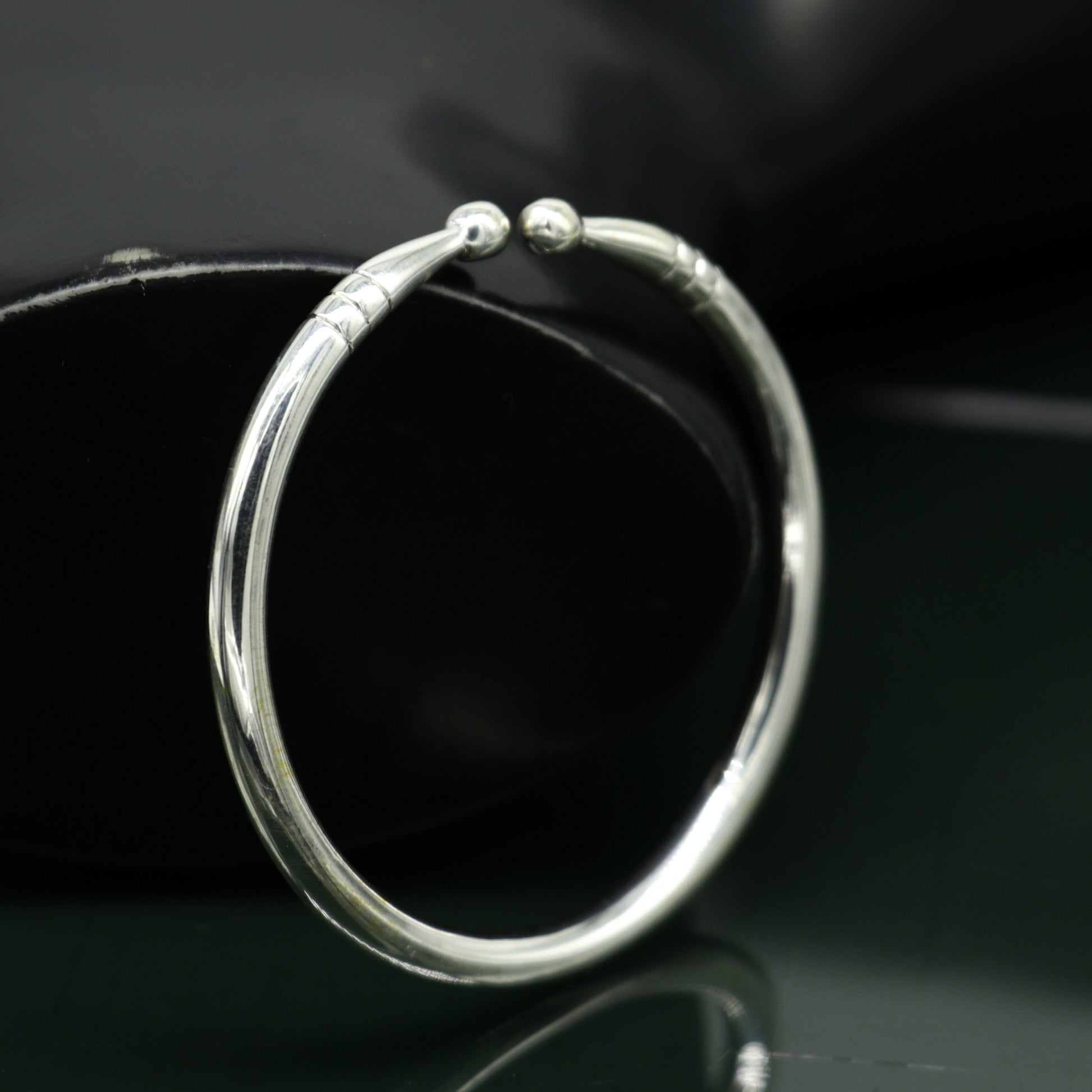 Pure 925 sterling silver solid plain shiny design new born baby bangle kada, baby bracelet kada, best gifting adjustable kada nbbk223 - TRIBAL ORNAMENTS