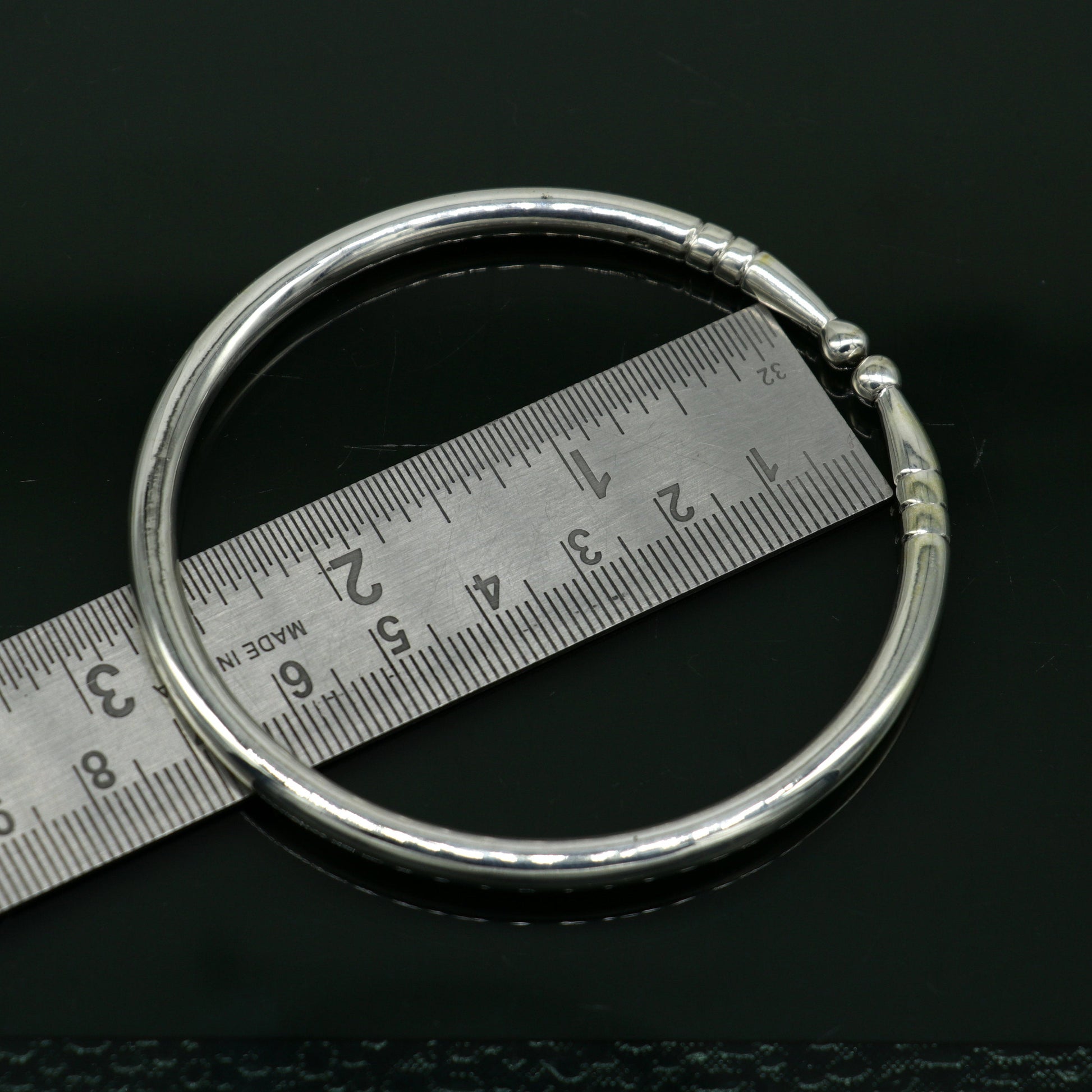 925 sterling silver solid plain shiny design unisex adjustable bangle kada, best gifting adjustable kada excellent brides jewelry nssk372 - TRIBAL ORNAMENTS