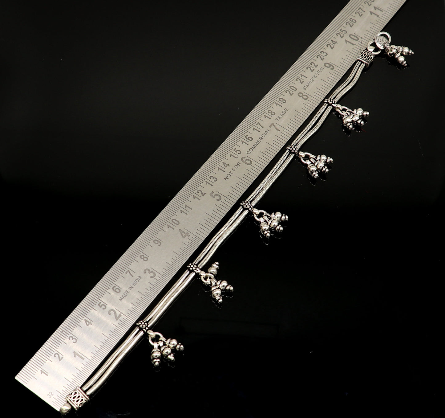 925 sterling silver two line/layer snake chain ankle bracelet, excellent belly dance customized trendy anklets foot bracelet ank385 - TRIBAL ORNAMENTS