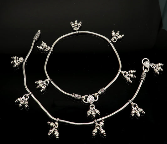 925 sterling silver single line/layer snake chain ankle bracelet, excellent belly dance customized trendy anklets foot bracelet ank386 - TRIBAL ORNAMENTS