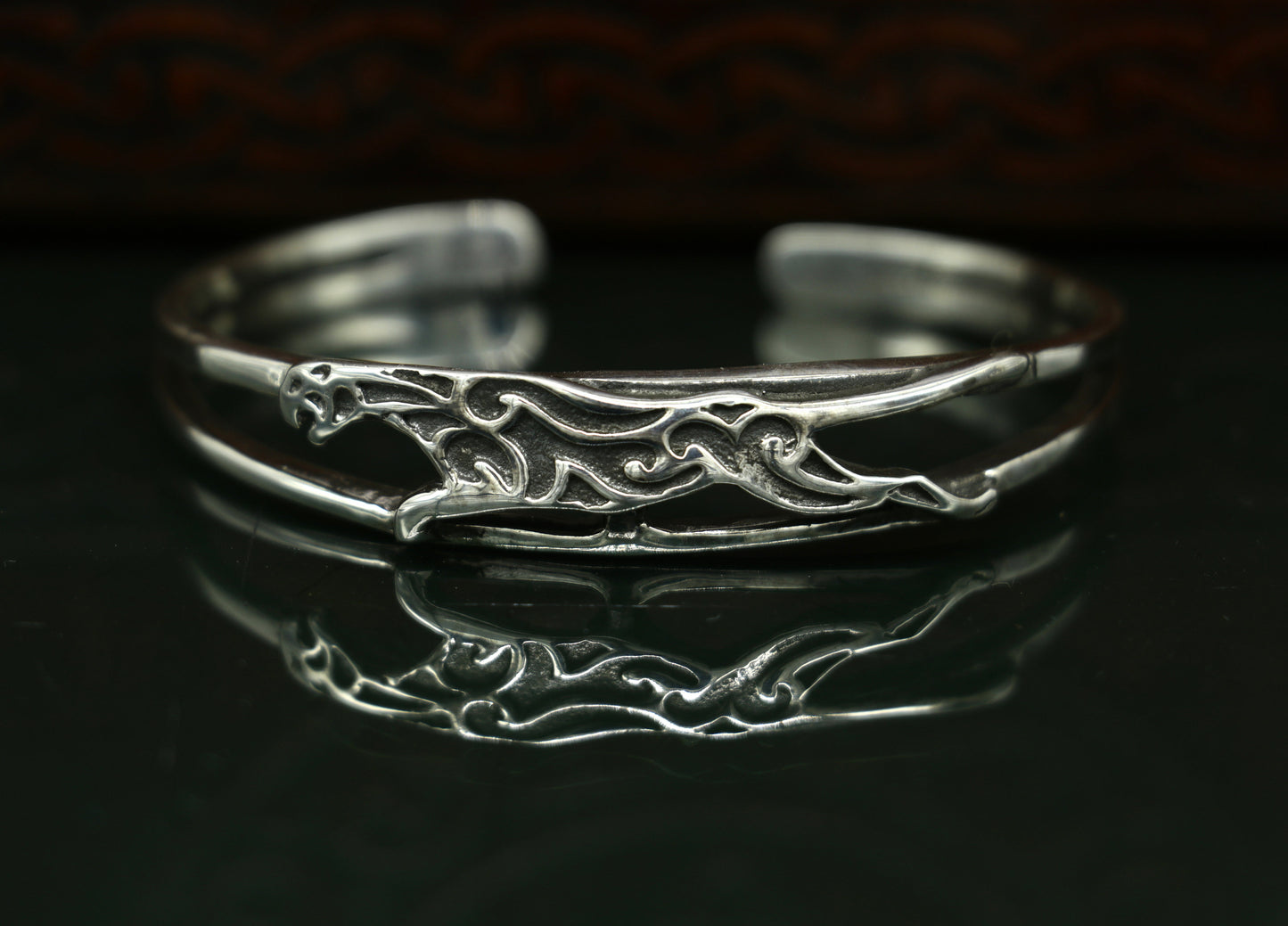 Authentic 925 sterling silver exclusive handmade Tiger design cuff kada bracelet, easy to adjust with your wrist, unisex jewelry cuff51 - TRIBAL ORNAMENTS
