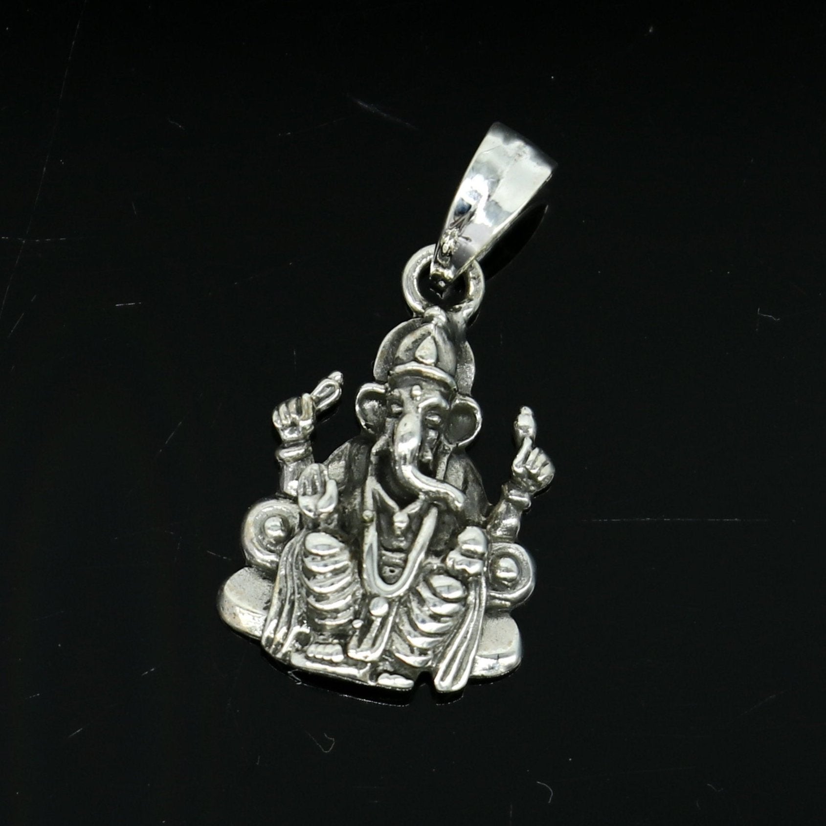 925 sterling silver handmade vintage stylish trendy idol Ganesha pendant , exclusive designer unisex pendant silver locket jewelry ssp455 - TRIBAL ORNAMENTS
