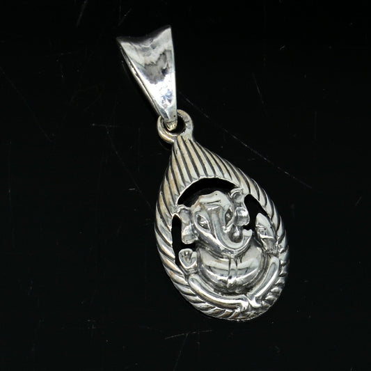 925 sterling silver handmade vintage stylish trendy idol Ganesha pendant , exclusive designer unisex pendant silver locket jewelry ssp434 - TRIBAL ORNAMENTS