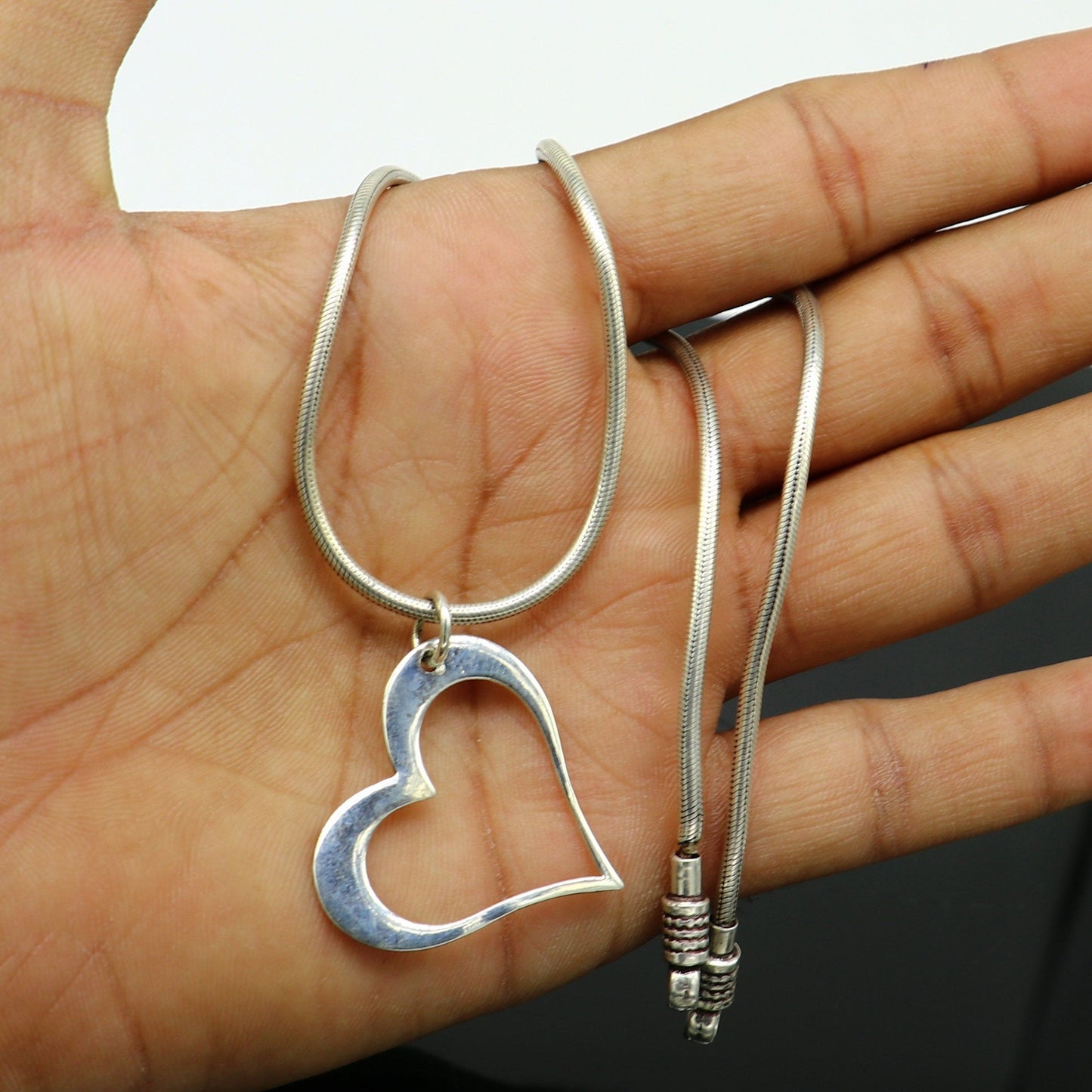 Handmade solid 925 sterling silver heart pendant, excellent unique design stylish unisex personalized gift pendant jewelry from india ssp521 - TRIBAL ORNAMENTS